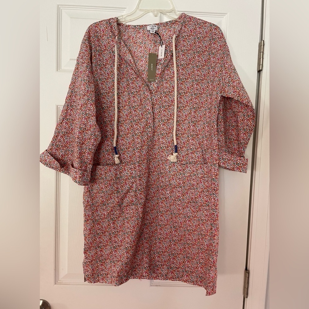 J CREW NWT LIBERTY FABRIC ROSE ELOISE FLORAL DRESS/BEACH TUNIC/COVER UP - Picture 4 of 6